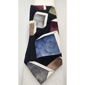 Alexander Lloyd Geometric Cube Pattern‎ Black Silk Imported Men's Necktie